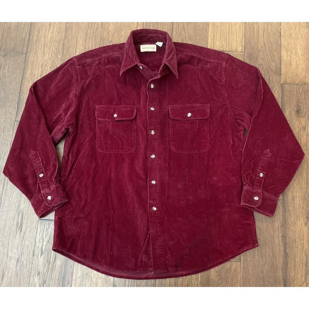 Northwest Outfitters Corduroy Shirt Mens Large Burgundy‎ Button-Up